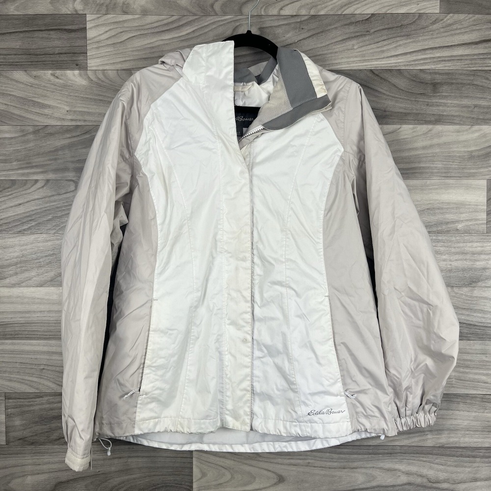 Eddie Bauer Jacket Womens L Pink White Rainfoil Packable Lightweight Outdoor